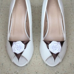 Clips chaussures mariage blanc et chocolat CC002