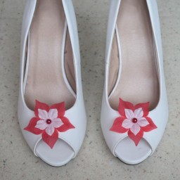 Clips chaussures mariage rouge et blanc CC003