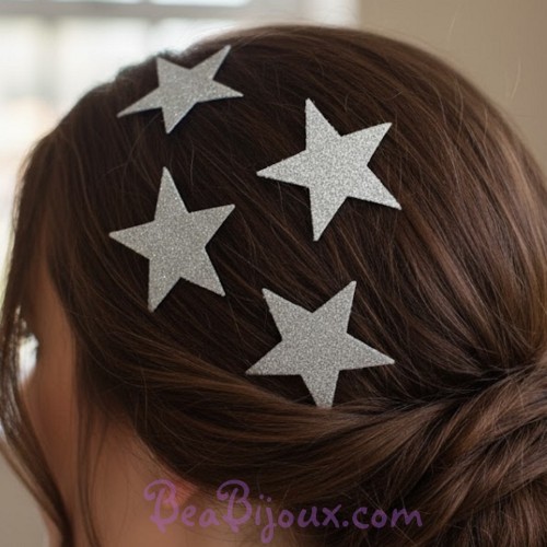 4 épingles à cheveux étoiles argent