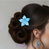 Epingle à cheveux fleur bleu turquoise et blanc EP359