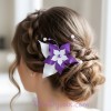 Epingle à cheveux fleur et perles blanc et violet EP360B