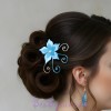 Epingle à cheveux fleur turquoise et blanc EPA359
