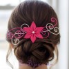 Epingle à cheveux argent et fuchsia + fleur EPA234