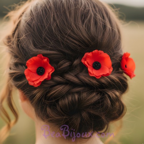 Epingle à cheveux coquelicot