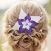 Epingle à cheveux fleur et perles blanc et violet EP360B