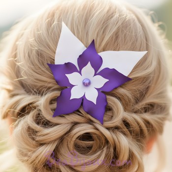 Epingle à cheveux mariage fleur blanc violet EP360A