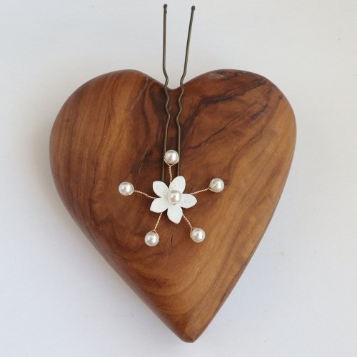 Épingle à cheveux Mariage Fleur Pailletée et Branches Perlées