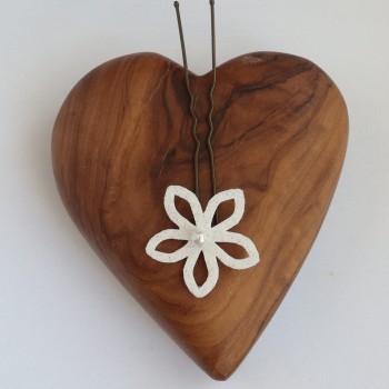 Epingle à cheveux fleur ajourée pailletée blanc EP365 Epingle à cheveux fleur ajourée pailletée blanc EP365