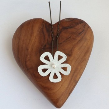 Epingle à cheveux fleur pailletée blanche EP366 Epingle à cheveux fleur pailletée blanche EP366