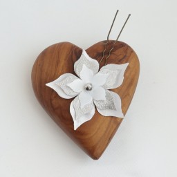 Epingle à cheveux mariage fleur blanc argent EP1270A