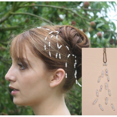 Epingle à cheveux mariage blanc et cristal