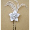 Epingle à cheveux fleur blanche argent plumes EPA340A
