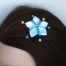 Epingle à cheveux fleur blanc turquoise perles EP299
