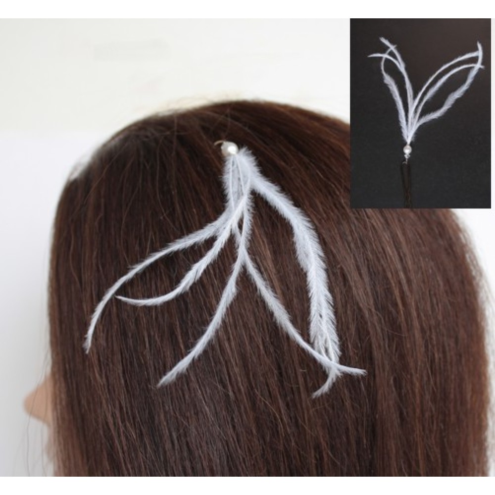 Epingle à cheveux plumes blanc Epingle à cheveux plumes blanc