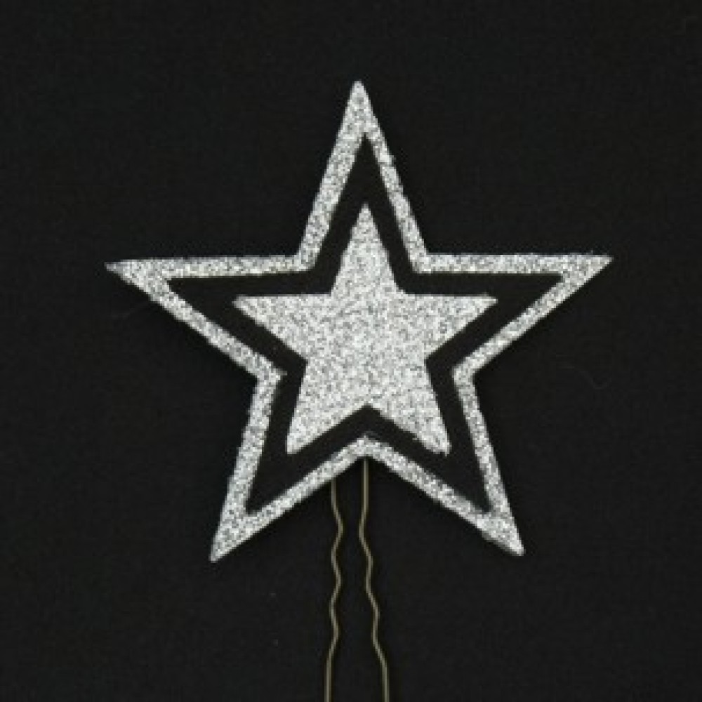 Epingle à cheveux mariage étoile noir et argent