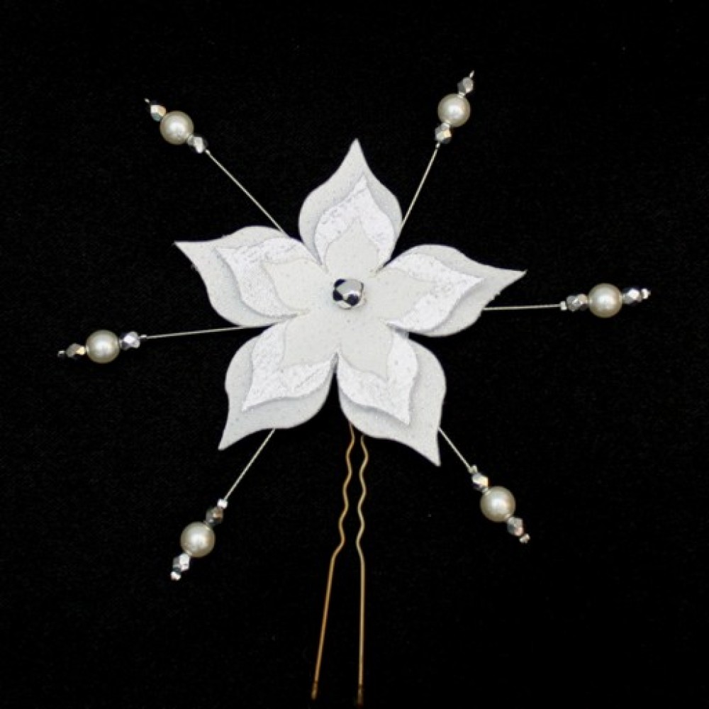 Épingle Fleur Blanche Argentée