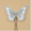 Epingle à cheveux papillon blanc argent EP1271B