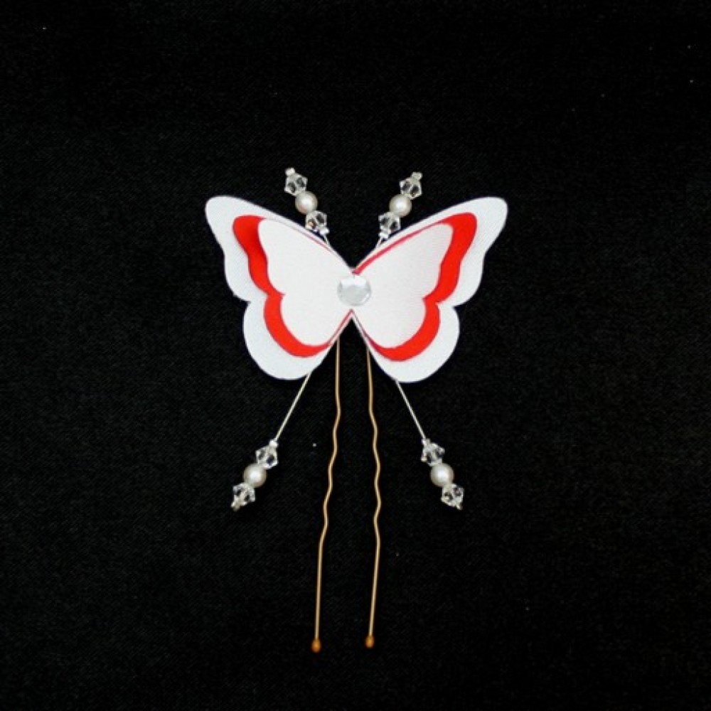 Epingle mariage papillon blanc rouge Epingle mariage papillon blanc rouge
