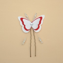 Epingle à cheveux mariage papillon blanc et rouge EP1268A