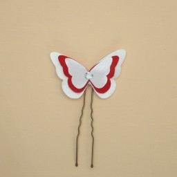 Epingle à cheveux papillon blanc et rouge EP1268B