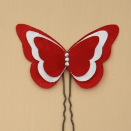 Epingle à cheveux papillon rouge et blanc EP357A