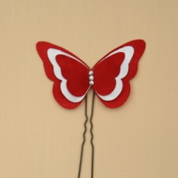 Epingle à cheveux papillon rouge et blanc EP357B