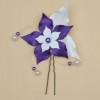 Epingle à cheveux fleur et perles blanc et violet EP360B