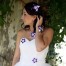 Epingle à cheveux fleur et perles blanc et violet EP360B
