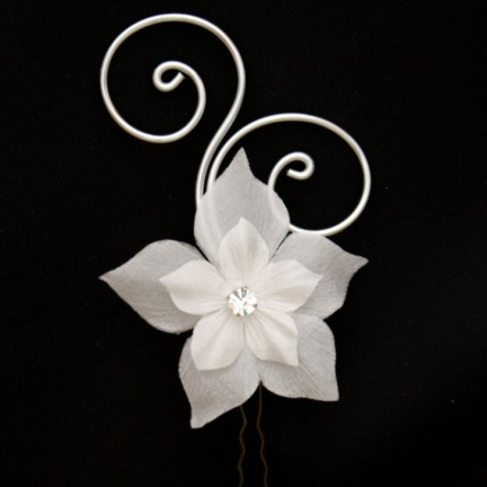Epingle à cheveux mariage fleur blanc
