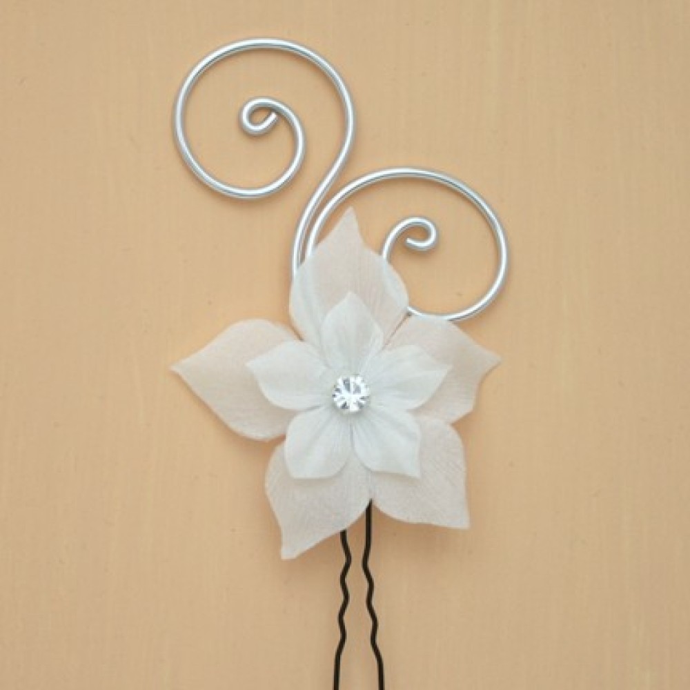 Epingle à cheveux mariage fleur blanc
