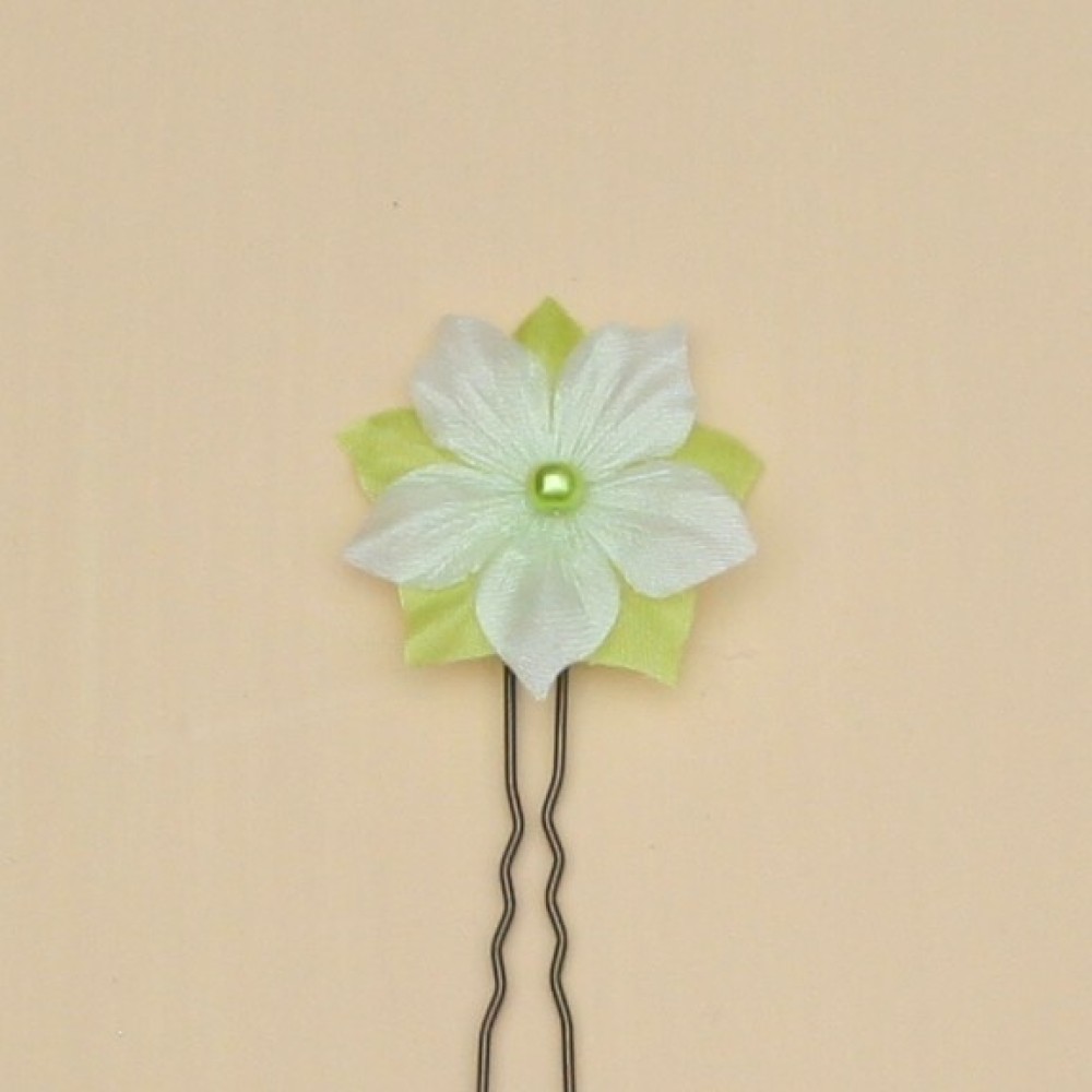 Epingle à cheveux mariage fleur blanc vert anis