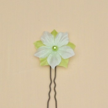 Epingle à cheveux mariage fleur blanc et vert anis EP1277B