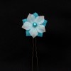 Epingle à cheveux mariage fleur blanc et bleu turquoise EP1285B