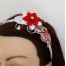 Serre-tête mariage rouge blanc argent fleur STA349