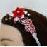 Serre-tête mariage rouge blanc argent fleur STA349