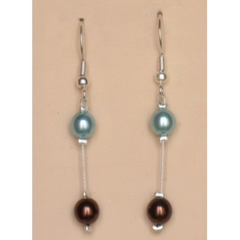 Boucles d oreilles chocolat turquoise BO1169B