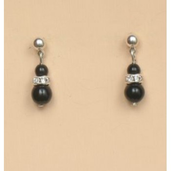 Boucles d oreilles noir strass BO1192A