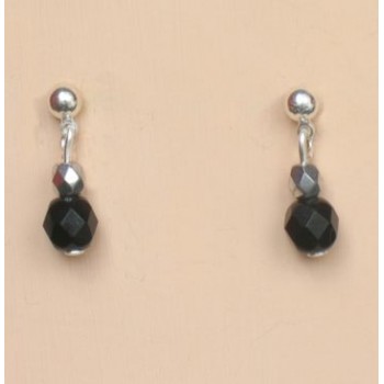 Boucle d oreilles noir et argent BO1200A