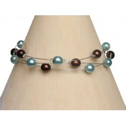 Bracelet perles chocolat et turquoise BR1169A