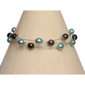 Bracelet perles chocolat et turquoise BR1169A