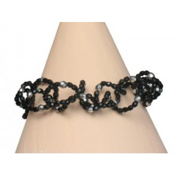 Bracelet fantaisie noir et argent BR1200A