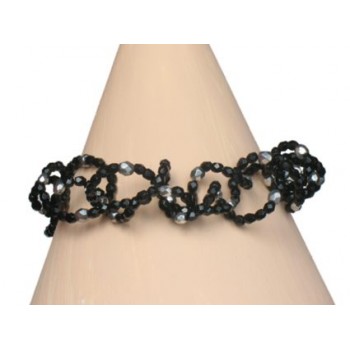 Bracelet fantaisie noir et argent BR1200A