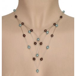 Collier fantaisie chocolat turquoise CO1169A