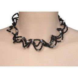 Collier fantaisie noir et argent CO1200A