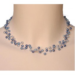 Collier perles bleu CO4258Z