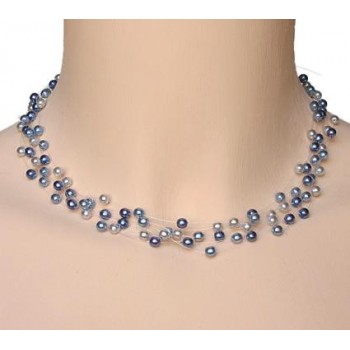 Collier perles bleu CO4258Z