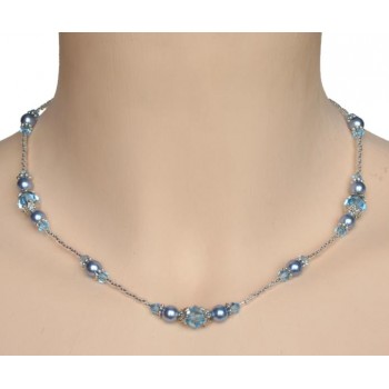 Collier mariage bleu et cristal CO4264A