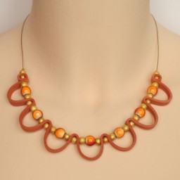 Collier fantaisie orange et doré CO1402A