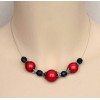 Collier fantaisie rouge noir et argent CO1228A