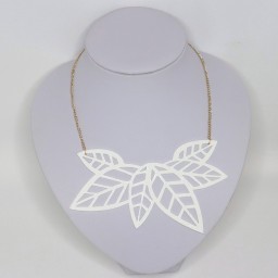 Collier mariage feuilles blanc CO7005